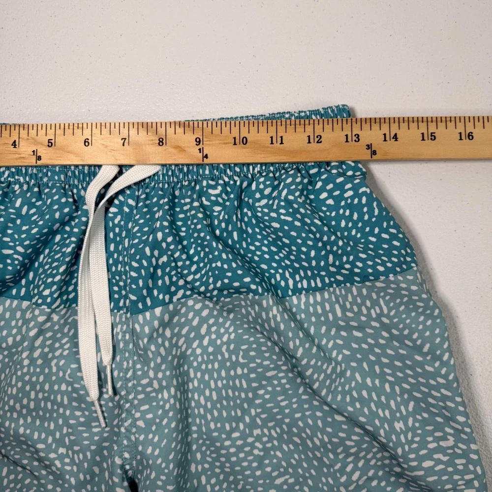 Chubbies Men's Trunks Shorts Teal White Pattern Elastic Waist Drawstring sz S EC